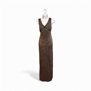 Vintage Sleeveless Brown Maxi Dress